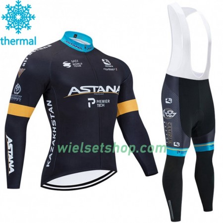 Fietskleding (Fietsshirt Lange Mouw + Lange Koersbroek) 2020 Astana Pro Team N002 Winter Thermal Fleece